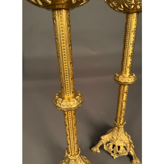 19th Century French Pair of Gothic Style Dore Bronze Candelabras, Circa 1850 For Sale - Image 10 of 13