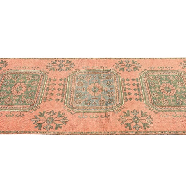 Mid 20th Century Vintage Decorative Turkish Oushak Runner For Sale - Image 4 of 7
