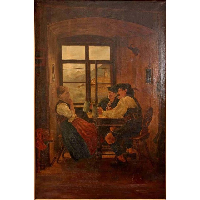 Hermann Graf, Beer Drinkers, 19th Century, Oil on Canvas, Framed For Sale - Image 4 of 4