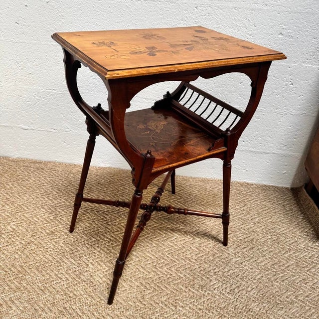 Victorian Aesthetic Marquetry Side Table, 1880 For Sale - Image 9 of 18