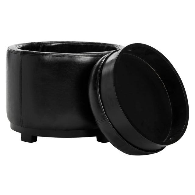 Storage Tray Ottoman in Black & Black For Sale - Image 4 of 10