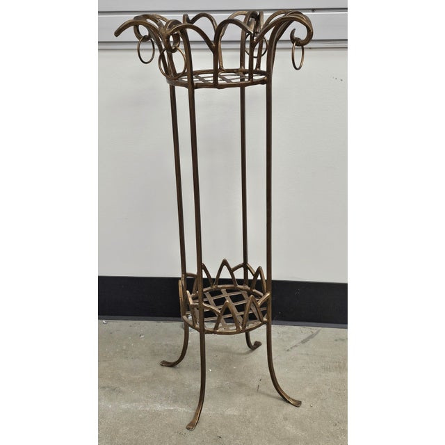 Late 20th Century Pier Luigi Colli Style Forged Wrought Golden Iron Tiered Plant Stand For Sale - Image 4 of 9