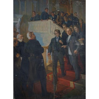 October Revolution Oil Painting, Socialist Realism, Ukrainian Art 290-260 For Sale