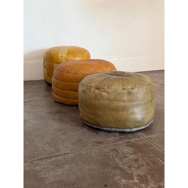 Vintage 1970’s De Sede Attributed Leather Ottomans For Sale In Los Angeles - Image 6 of 8
