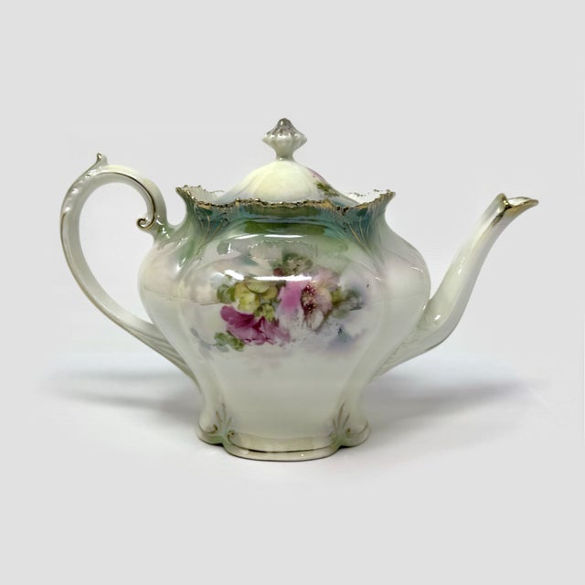 Early 20th Century Early 20th Century Rs Prussia Teapot Floral Pink Flowers Gold Trim Marked For Sale - Image 5 of 9