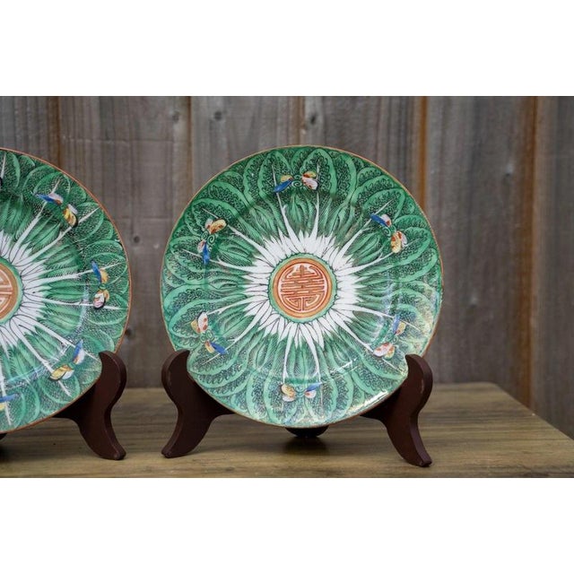 19th Century Qing Chinese Bok Choi Cabbage Porcelain Plates, Set of 2 For Sale - Image 6 of 18