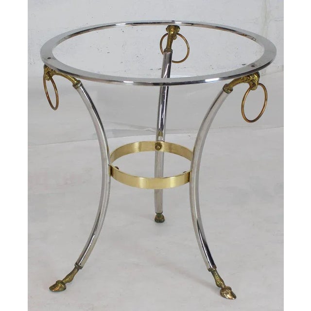 1970s Mid-Century Modern Brass Chrome Marble-Top Hoof Feet Large Rings Accents Table For Sale - Image 10 of 12