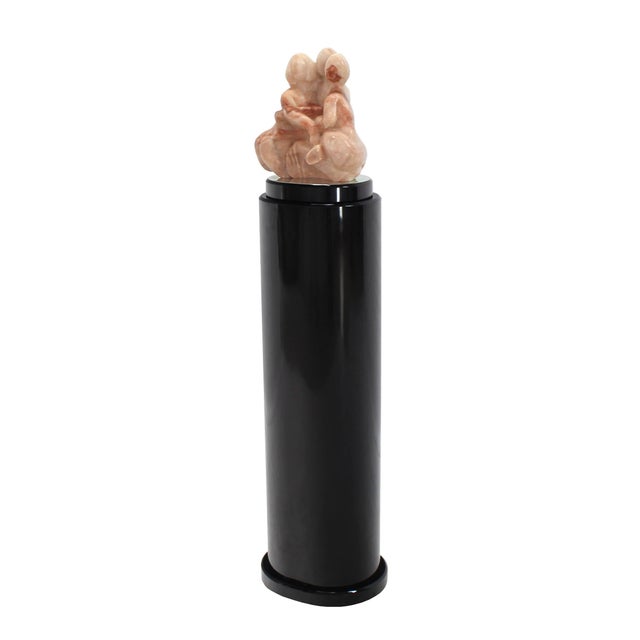 Mid-Century Modern Heavy Carved Marble Sculpture on Revolving Pedestal For Sale - Image 6 of 9