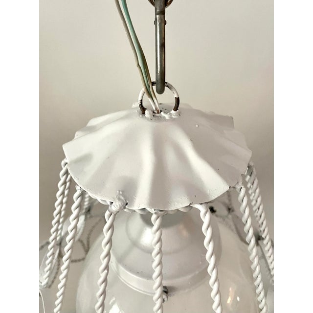 Metal Mid 20th Century Mid Century Modern White Twisted Metal Pendant Light For Sale - Image 7 of 13