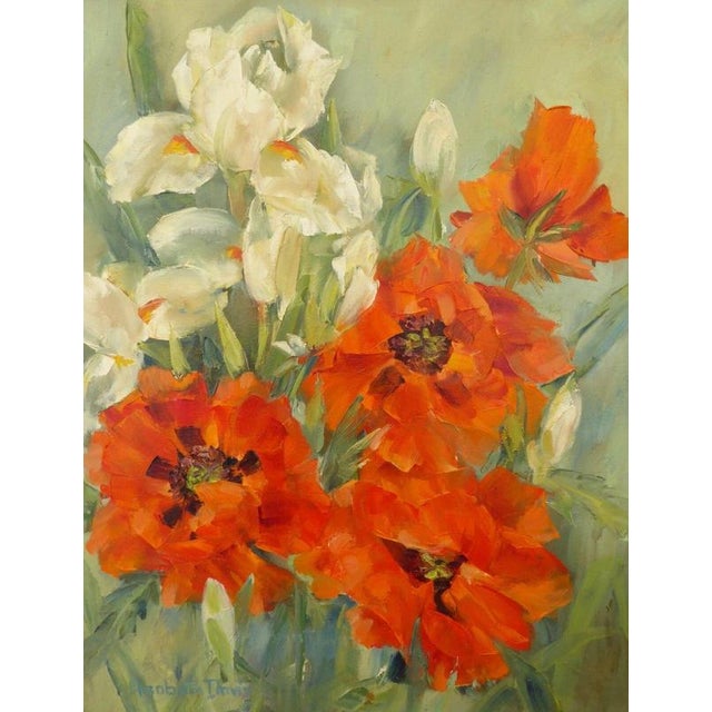 Elizabeth Davies, Floral Still Life, 1980, Oil on Canvas For Sale - Image 13 of 15