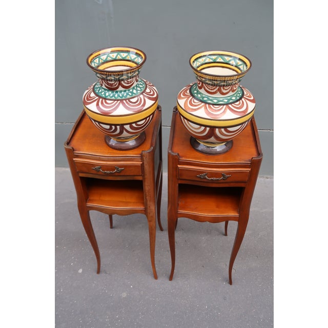 Art Deco Pair of French Vintage 1950 Vases Signed Saint Jean De Bretagne For Sale - Image 3 of 7