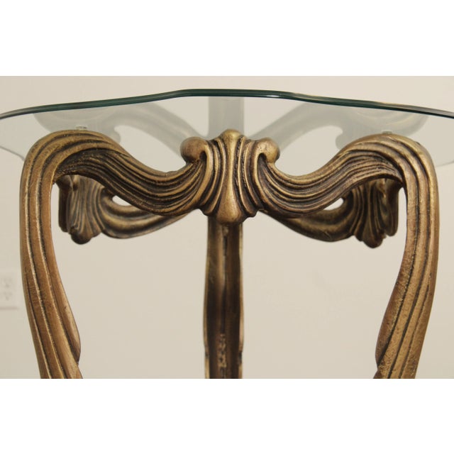 Hollywood Regency Gilt Metal & Glass Side Tables - A Pair For Sale - Image 9 of 12