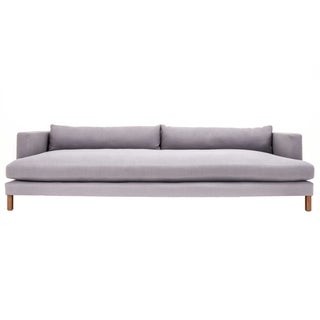 Modern Low Profile Grey Linen Sofa For Sale