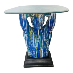 Vintage Artist Drip Glaze Male Bust Drink Table