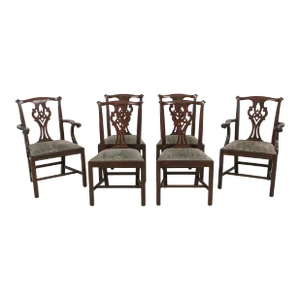 Set of 6 Henkel Harris Model 101 Mahogany Chippendale Dining Room Chairs