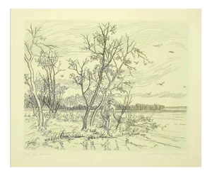 Andre Roland Brudieux, Narcisse, Etching, Mid-20th Century