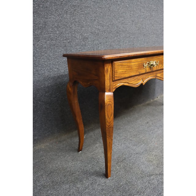 Henredon Henredon Oak Console Table With Drawers For Sale - Image 4 of 14