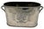 This silver wine holder holds up to 2 bottles and features a decorative crest design. Perfect for displaying your best...