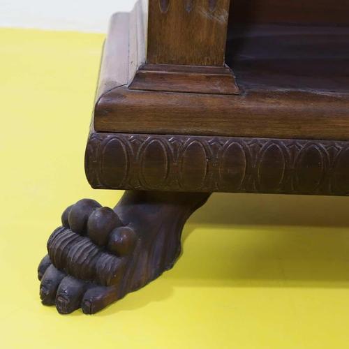 Renaissance Wooden Bookcase with Lion Paw Feet and Three Shelves For Sale - Image 4 of 9