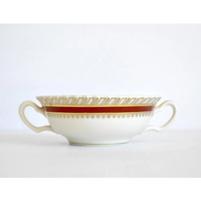 Mid 20th Century Vintage Lenox "Georgian" Red & Gold Cream Soup Bowl For Sale - Image 5 of 12