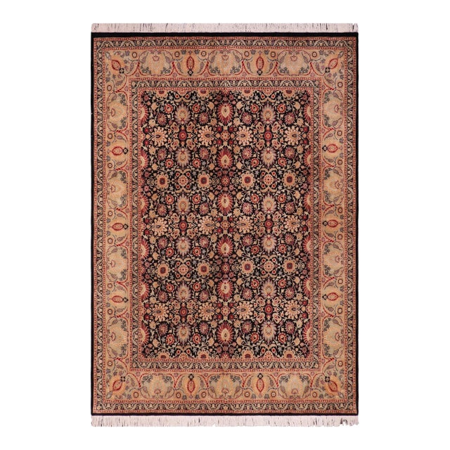 Floral Pak-Persian Black/Tan Wool Rug - 8'1'' X 9'10'' For Sale
