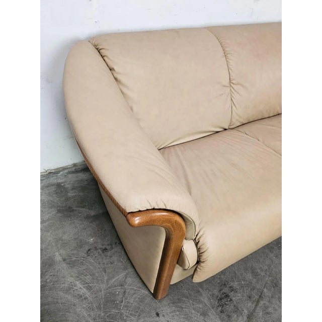 Wood Leather Ekornes Stressless Sofa Manhattan For Sale - Image 7 of 12