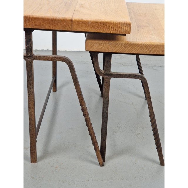 Brutalist Cast Iron and Oak Nesting Tables, 1970s, Set of 2 For Sale - Image 15 of 16