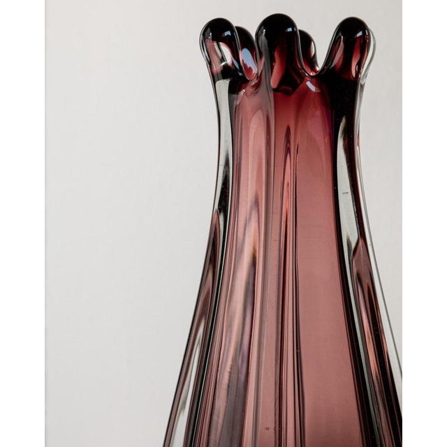 Vintage Italian Murano Glass Vase in Berry Tone, 1960s For Sale - Image 3 of 11