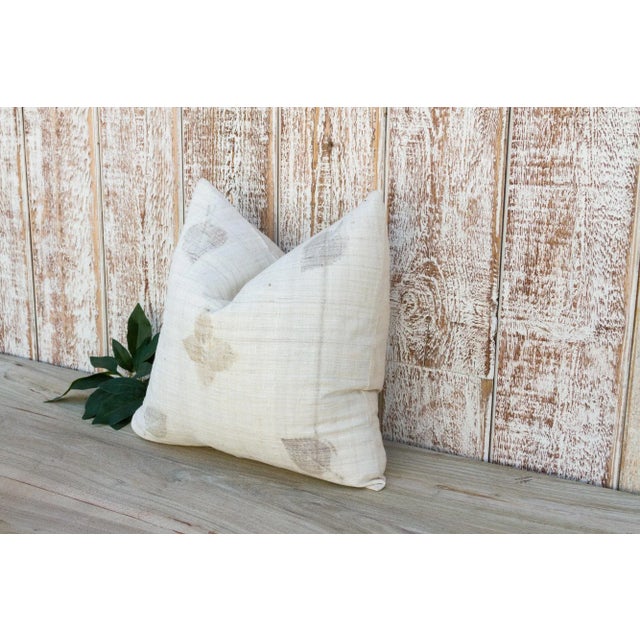 Indian Vintage Ajano Leaf Printed Organic Silk Pillow For Sale - Image 3 of 10
