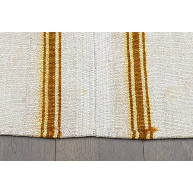 1970s Vintage Turkish Handmade Wool & Cotton White Runner Rug For Sale - Image 9 of 11