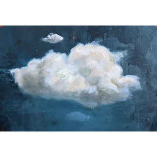 Cloud by Caitlin Hurd | Oil on Paper White cloud against a blue background. For Sale