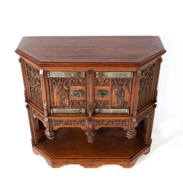 Gothic Revival Oak Credenza, 1930s For Sale - Image 9 of 11