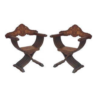 Late 18th Century A Pair of Renaissance-Style Savonarola Chairs For Sale