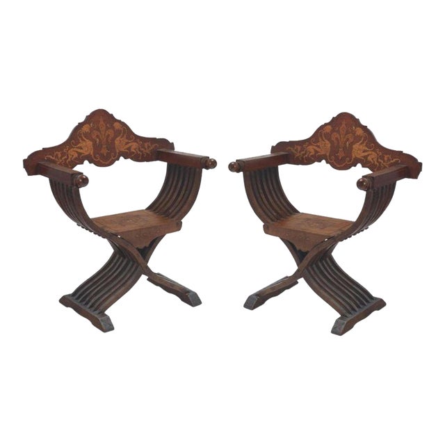 Late 18th Century A Pair of Renaissance-Style Savonarola Chairs For Sale