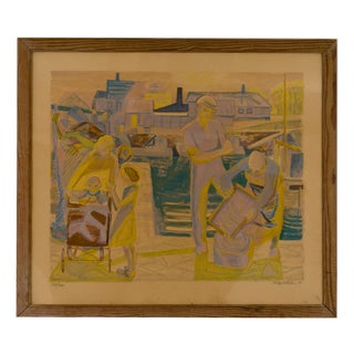 Helge Nielsen, Large Danish Harbour Workers 127/260, 1951, Lithograph For Sale