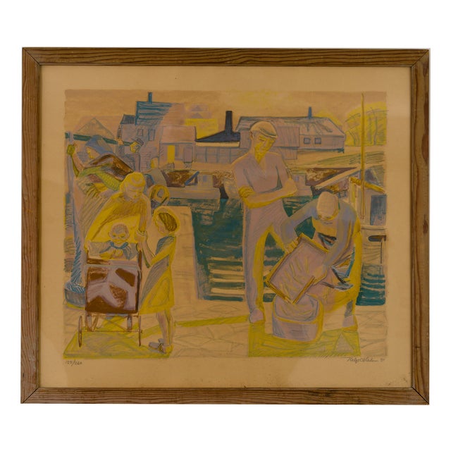 Helge Nielsen, Large Danish Harbour Workers 127/260, 1951, Lithograph For Sale