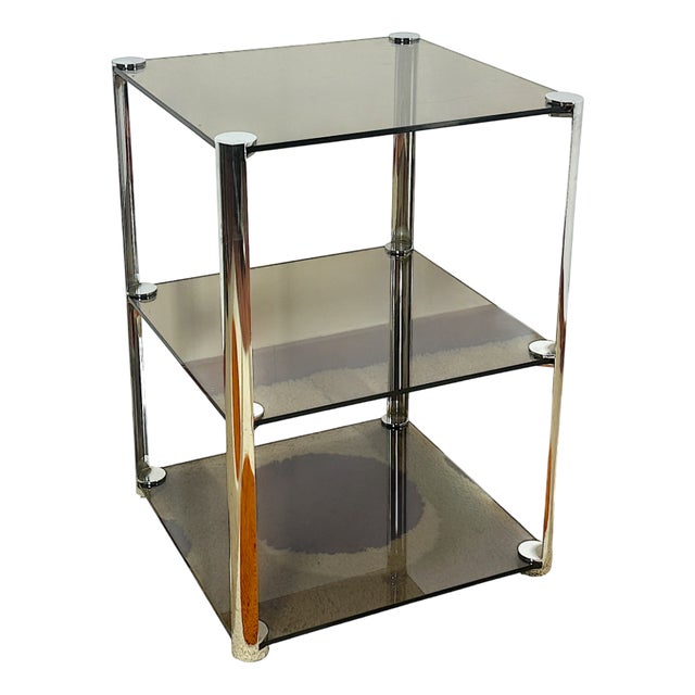 Chromed Steel Coffee Table with Smoked Glass Tops by Ari Colombo for Arflex, Italy, 1968 For Sale