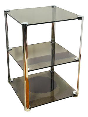 Chromed Steel Coffee Table with Smoked Glass Tops by Ari Colombo for Arflex, Italy, 1968