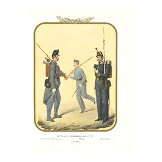 Antonio Zezon, Fourth Royal Guard Shooters Battalion, Original Lithograph, 1856 For Sale