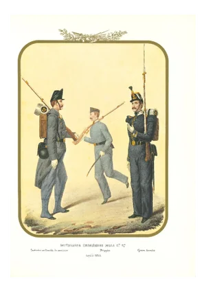 Antonio Zezon, Fourth Royal Guard Shooters Battalion, Original Lithograph, 1856