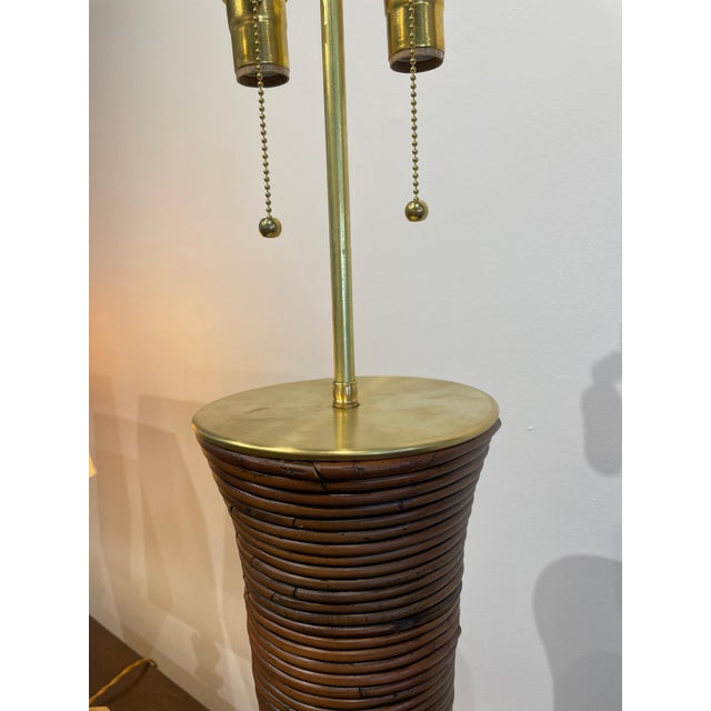 Vintage Oversized Pencil Reed Bamboo Table Lamp For Sale - Image 4 of 17
