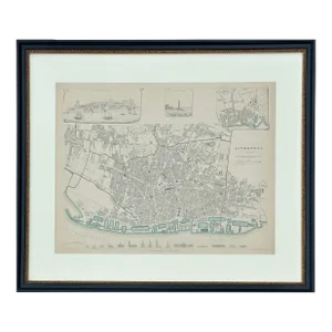 Liverpool, Original Hand Colored Engraving, 1835, Framed