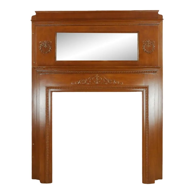 Vintage Victorian Full Size Wooden Mantel With Mirror For Sale