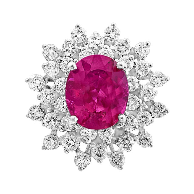 5 Carat Rubellite and 2.5 Carat Diamond 18 Karat Gold Cocktail Ring Estate For Sale - Image 18 of 18