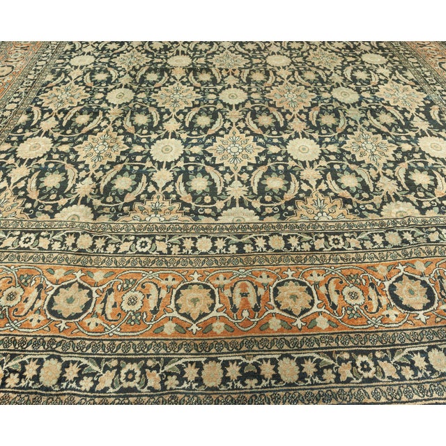 Late 19th Century Antique Persian Kirman Botanic Handmade Wool Carpet For Sale - Image 5 of 10
