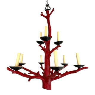 Faux Coral Oriel Harwood Attrib Chandelier For Sale