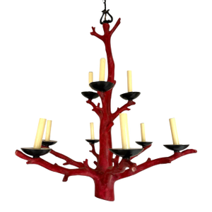 Faux Coral Oriel Harwood Attrib Chandelier