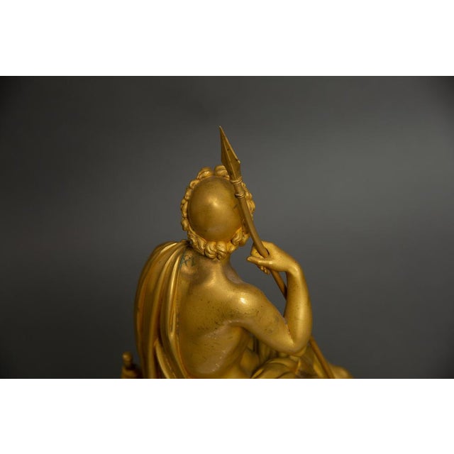 Yellow Clock with Ulysses in Patinated Gilt Bronze, 1810 For Sale - Image 8 of 10