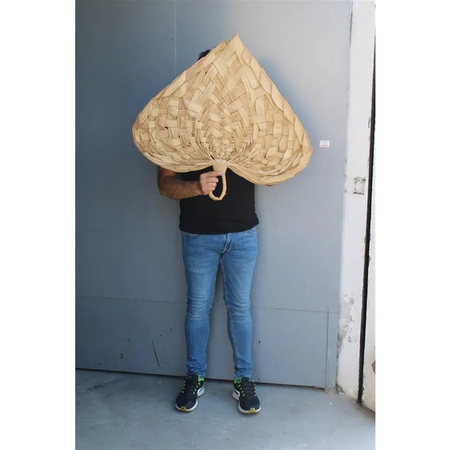1950s Large Decorative Fan in Straw, Italy, 1950s For Sale - Image 5 of 6