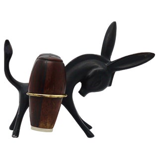 Donkey Salt and Pepper Shakers with Holder by Walter Bosse for Hertha Baller, Austria, 1950s, Set of 3 For Sale